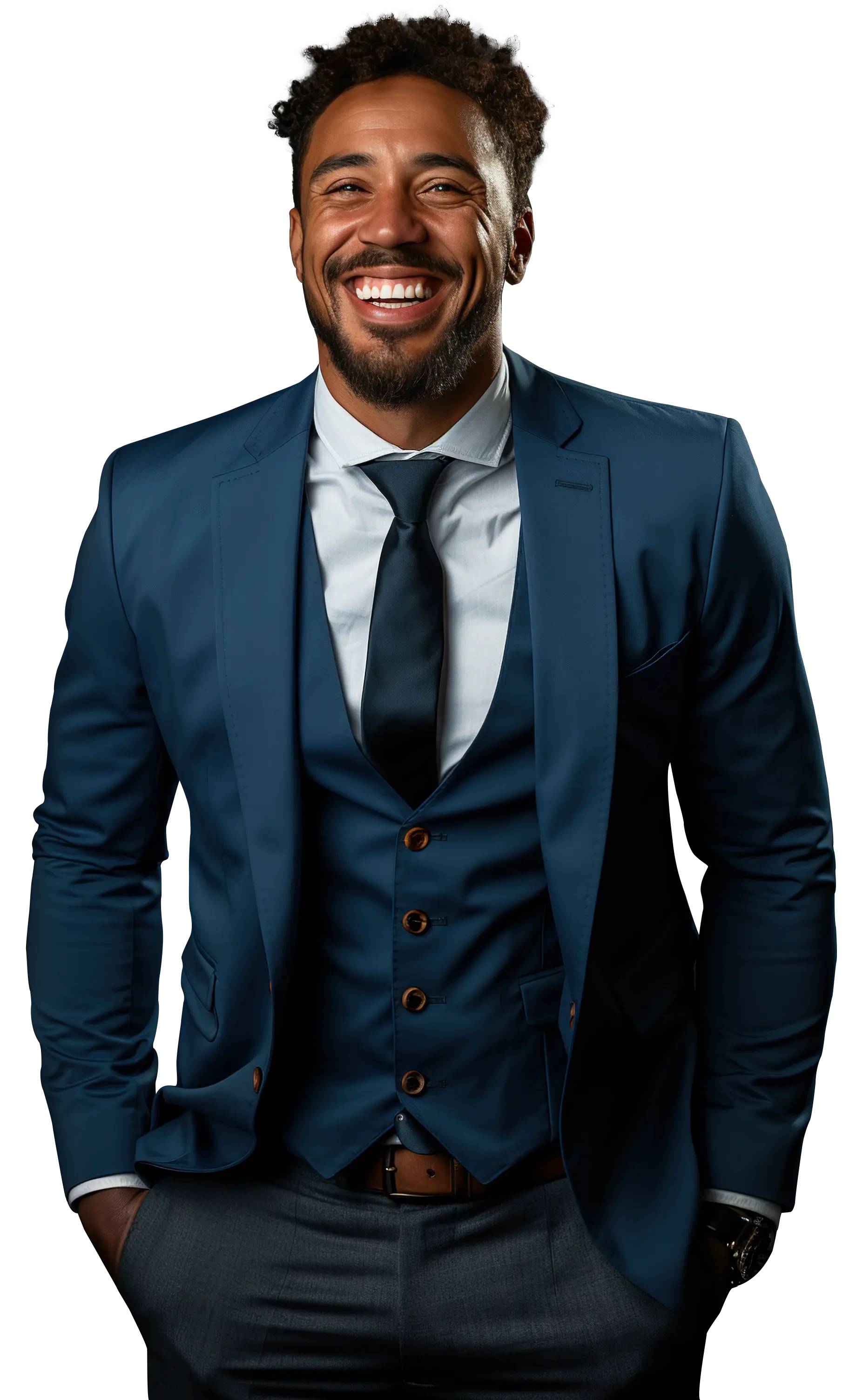 Homem de meia idade sorrindo vestido com roupa formal